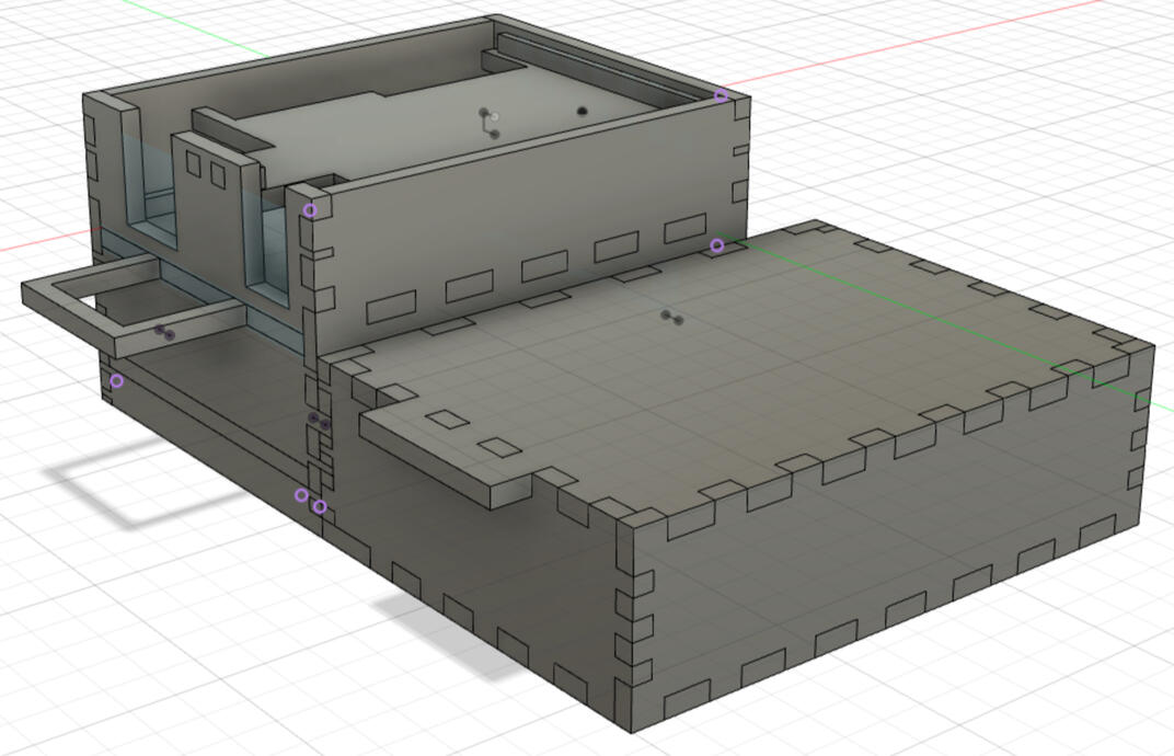 Arduino, battery, and breadboard box.