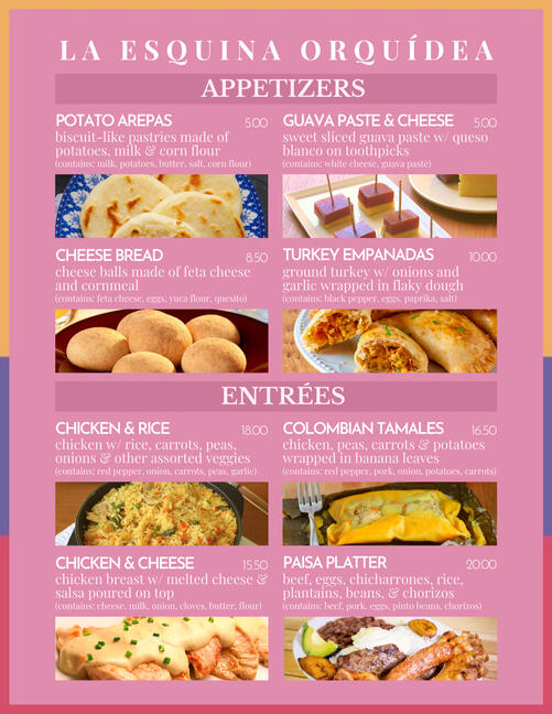 La Esquina Orquídea menu.